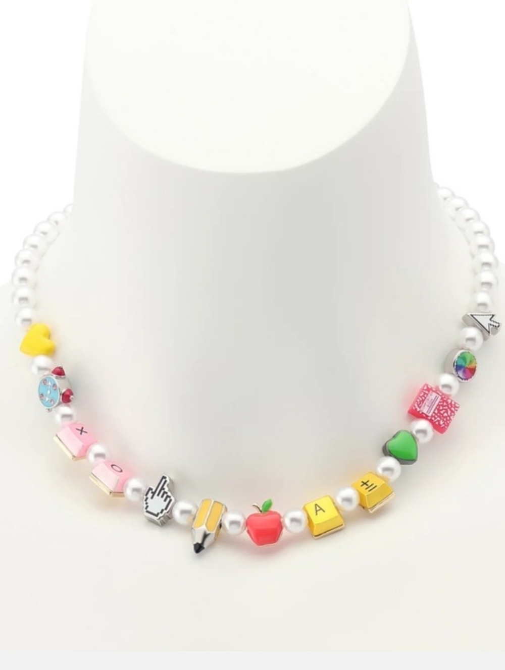 Betsey Johnson Computer Icon Apple Keyboard Keys Pencil Cursor Necklace Pearl